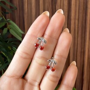 AR086 ARETE DE CEREZA CON CRISTAL ROJO RODIO