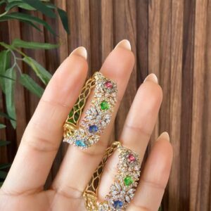 140091 ARRACADA CON CRISTALES Y PIEDRAS DE COLORES 30MM 14K
