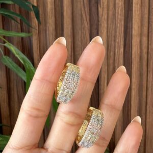 A140086 ARRACADA TRICOLOR CON CRISTALES 20MM 14K
