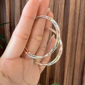 A181287 ARRACADA DOBLE DE 3 COLORES 45MM 18K