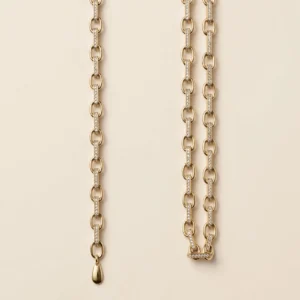 J14006 JUEGO DE CADENA PULSERA DE ESLABONES BRILLOSOS 14K P: 22CM C: 48CM