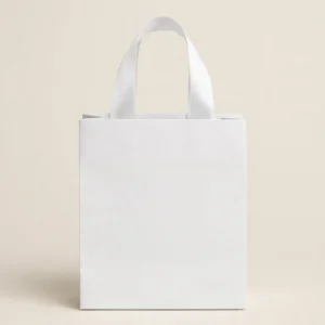 B32 BOLSA DE REGALO DE PAPEL BLANCA CON LISTON BLANCO 11X13 CM.