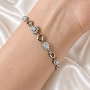PR101 PULSERA RODIO CON DIJES HEXAGONAL Y CIRCULARES 17+2CM