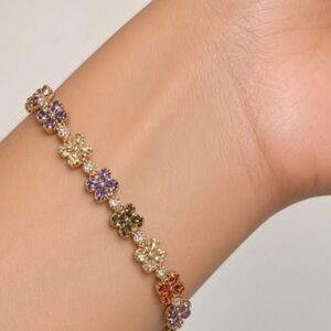P18566 PULSERA DISEÑO FLORES DE COLORES 15.5+1.8+1.8CM 18K